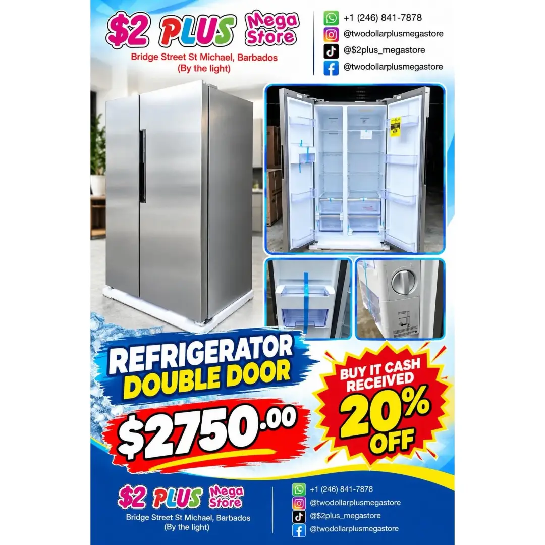 Double Door Refrigerator – $2,750 + 20% Off for Cash Payment