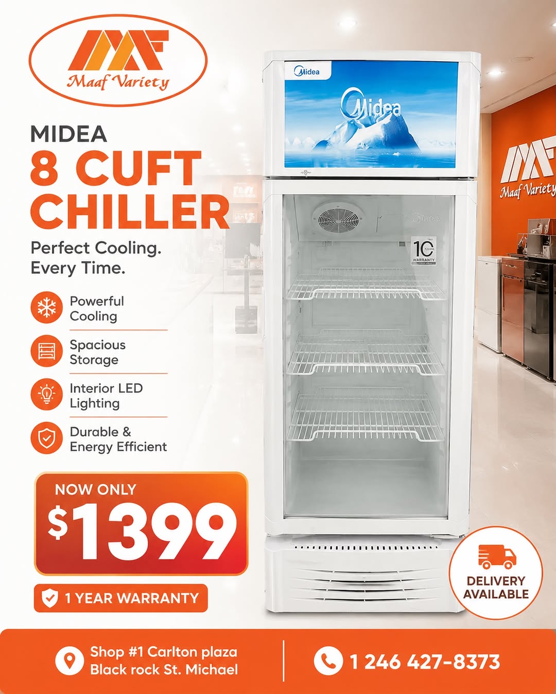 Midea 8 Cu Ft Chiller – Now Only $1,399 at Maaf Variety