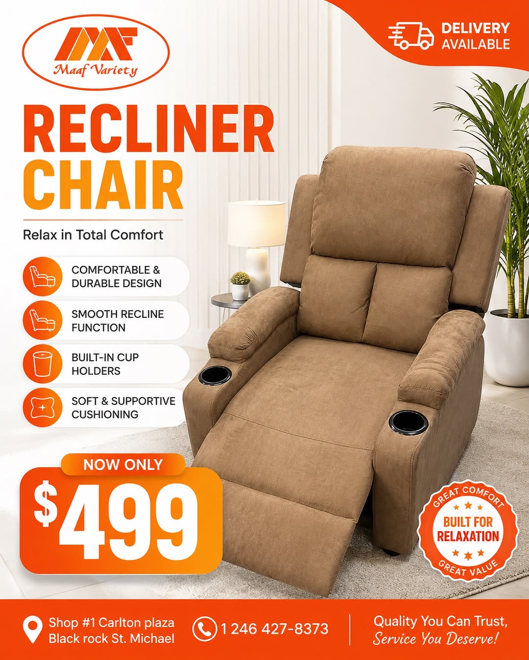 Recliner Chair – Now Only $499 at Maaf Variety