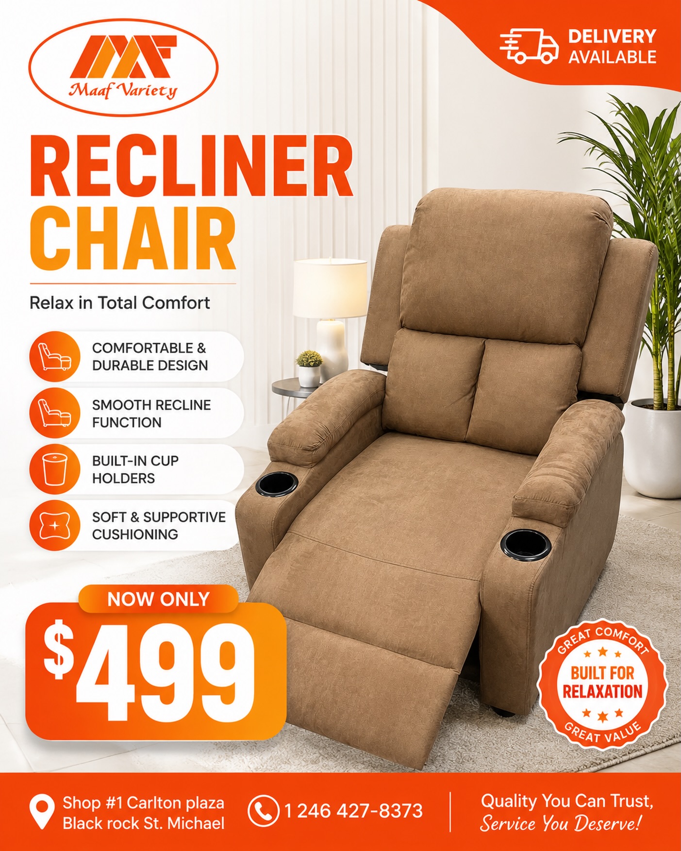 Recliner Chair – Now Only $499 at Maaf Variety