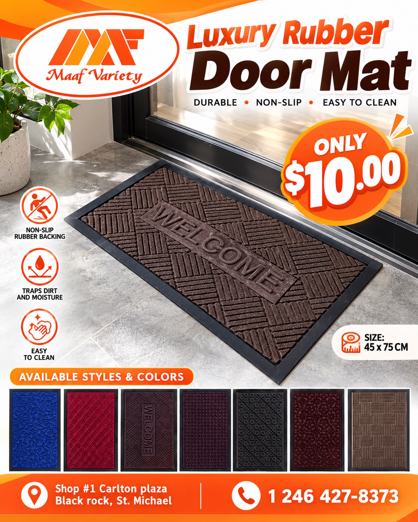 Luxury Rubber Door Mat – Only $10.00 at Maaf Variety