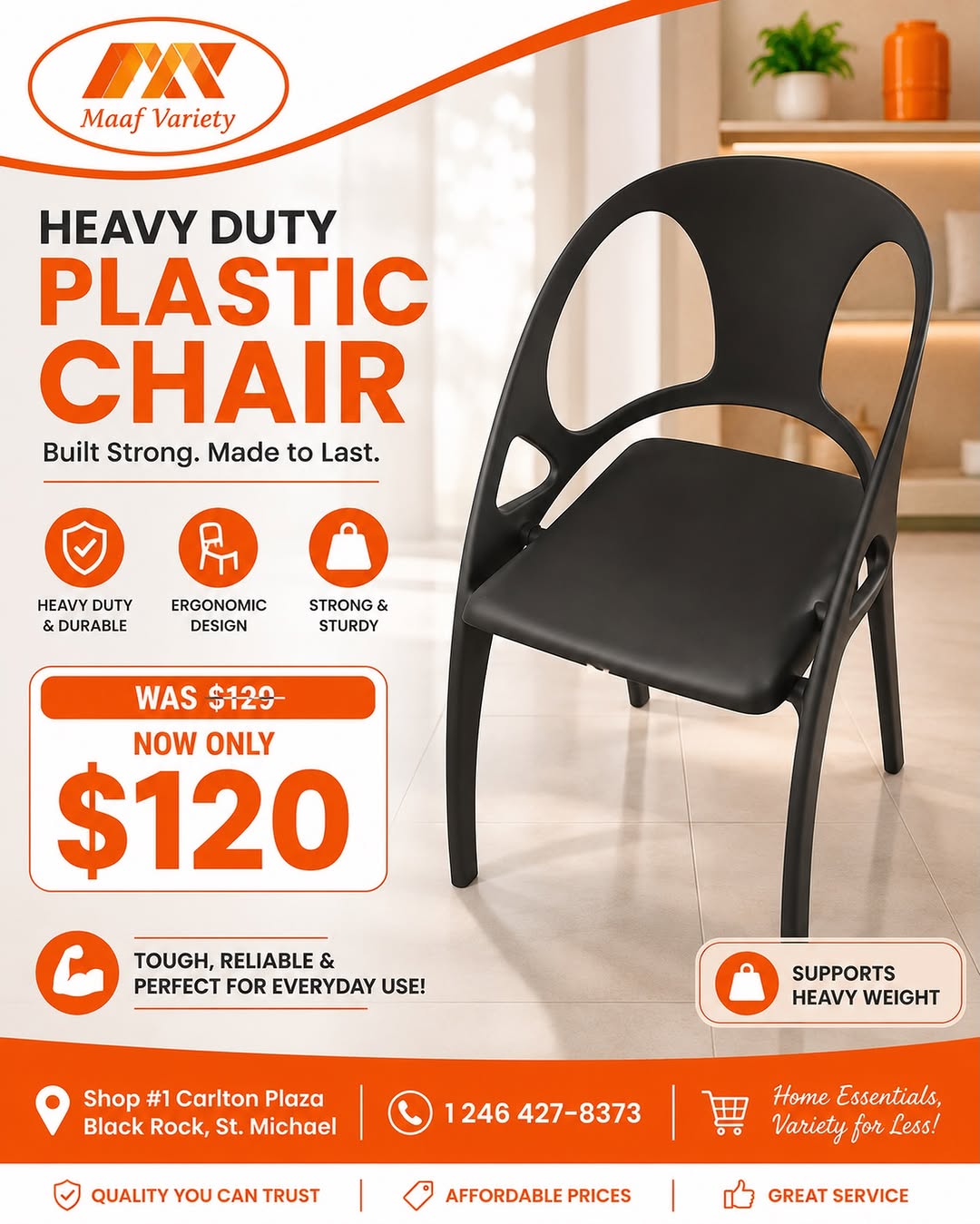 Heavy Duty Plastic Chair Special Offer – Now Only $120