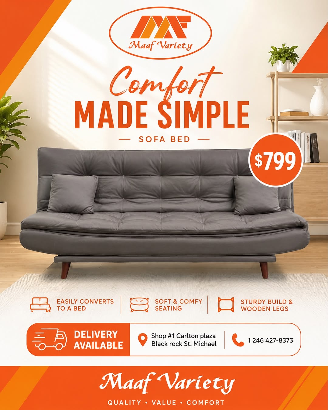 Sofa Bed – Only $799 at Maaf Variety