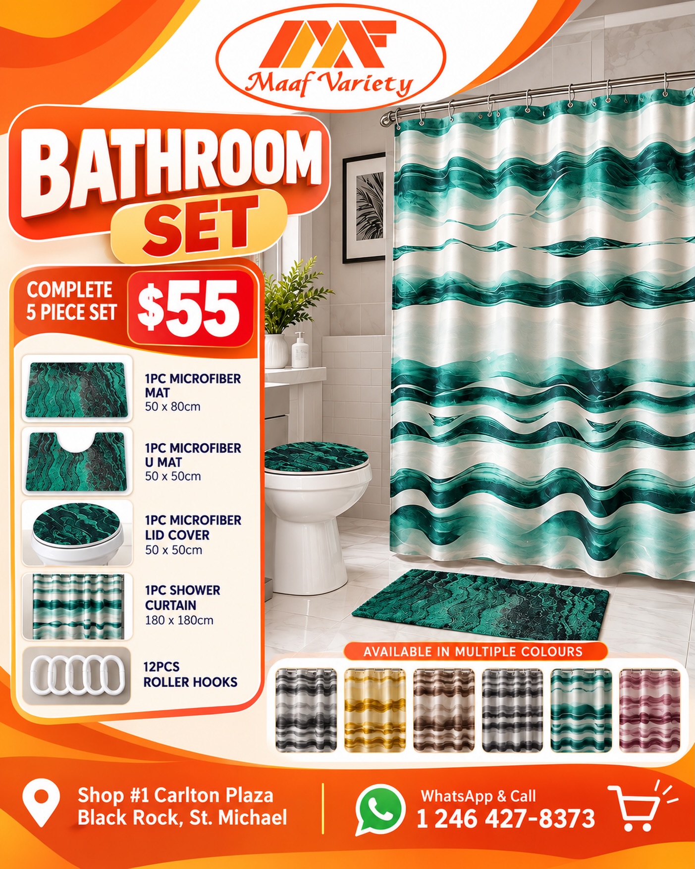 Complete 5-Piece Bathroom Set for $55 at Maaf Variety