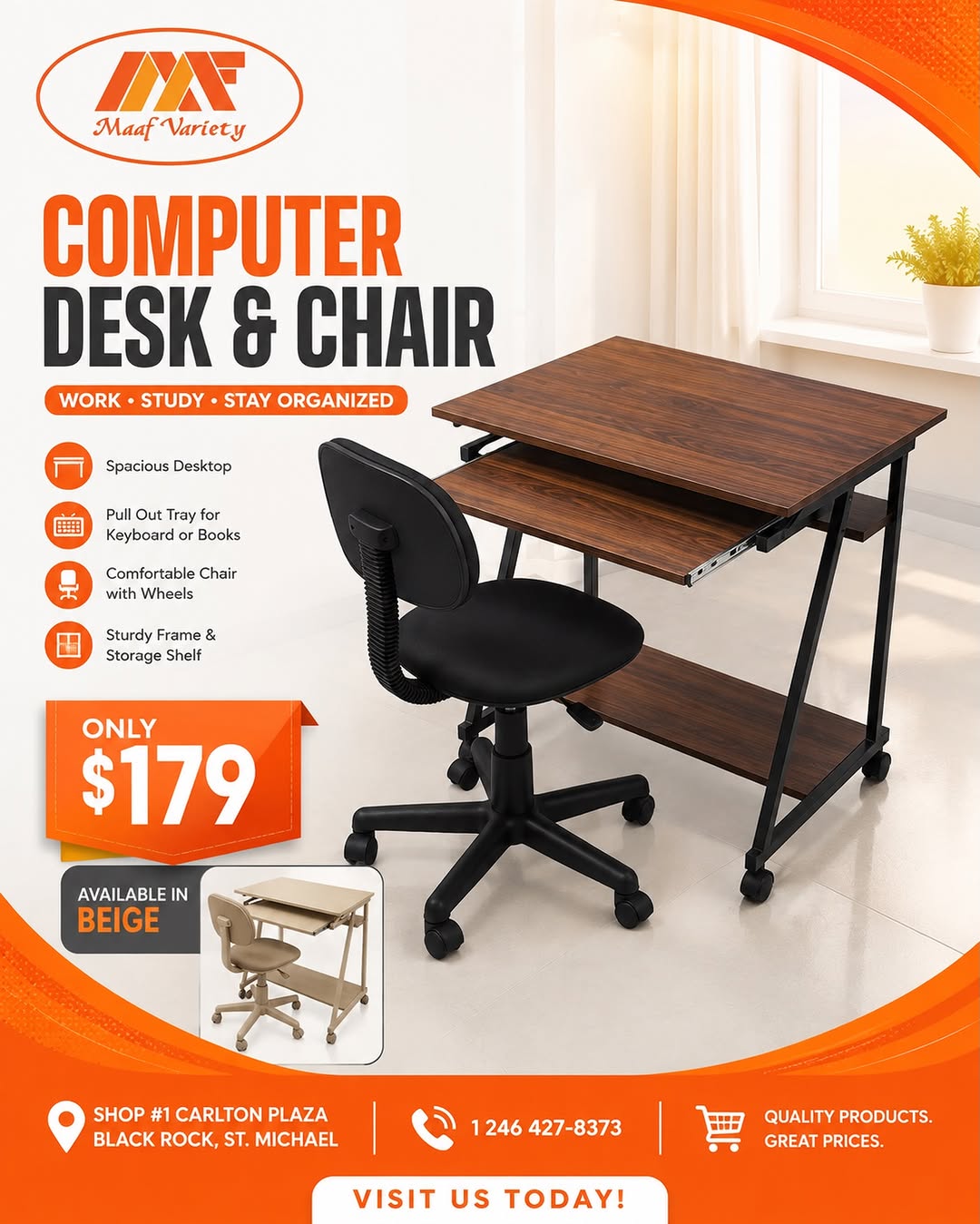 Computer Desk & Chair Set – Only $179 at Maaf Variety