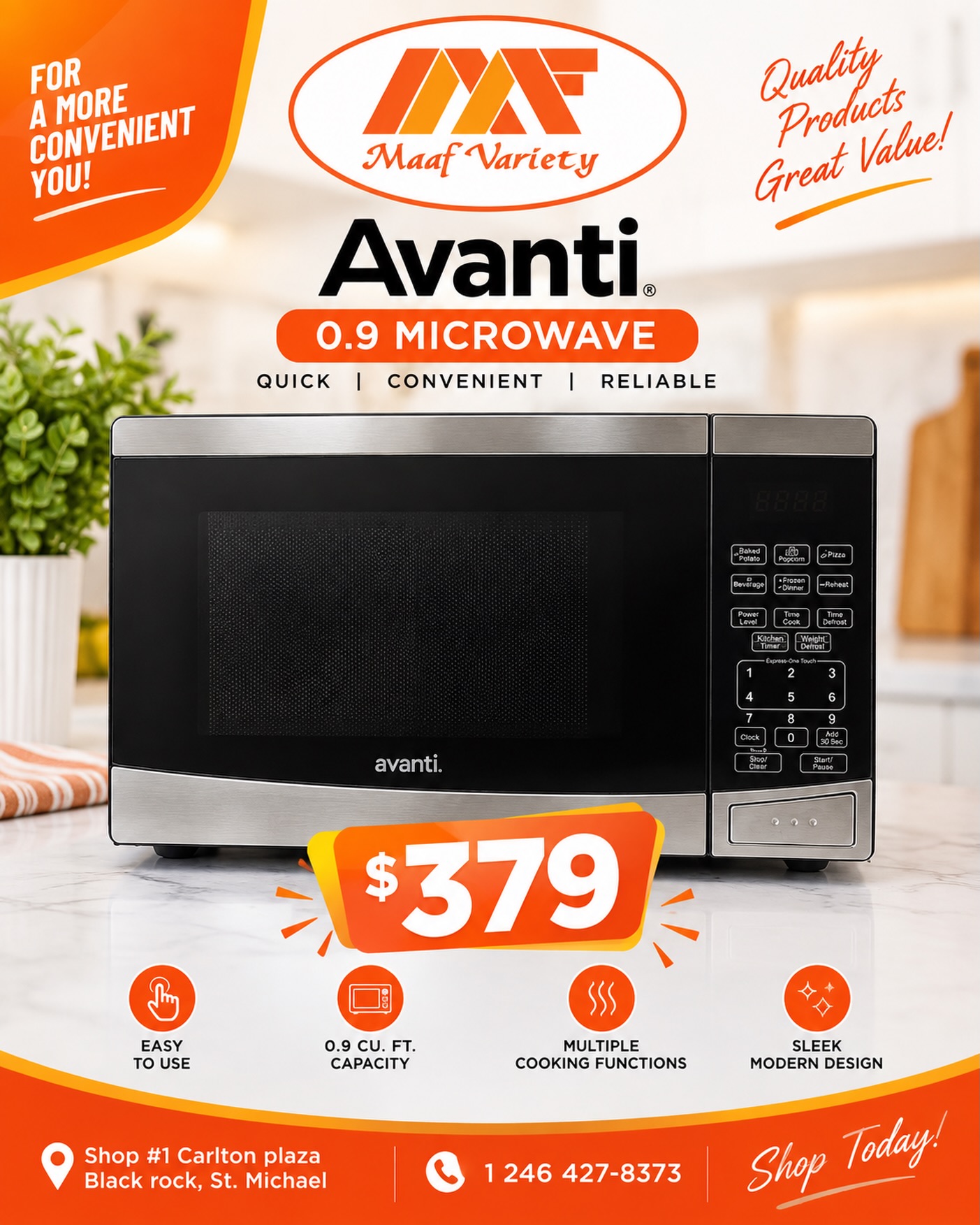 Avanti 0.9 Microwave for $379 at Maaf Variety