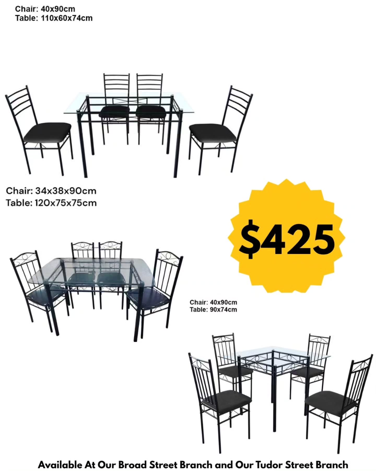 4 Seater Dining Sets – $425 at Nana's Bargain Outlet