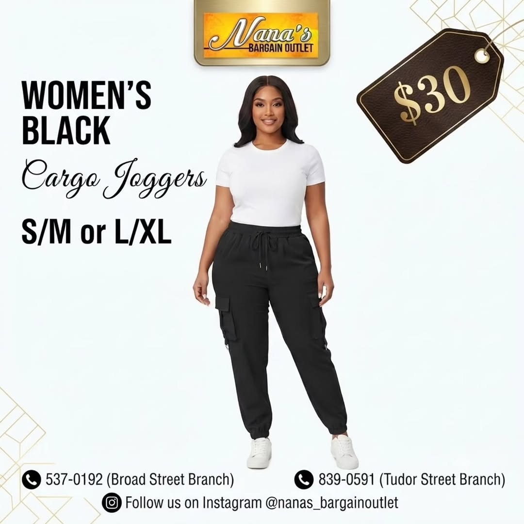 Women's Black Cargo Joggers – $30 at Nana's Bargain Outlet