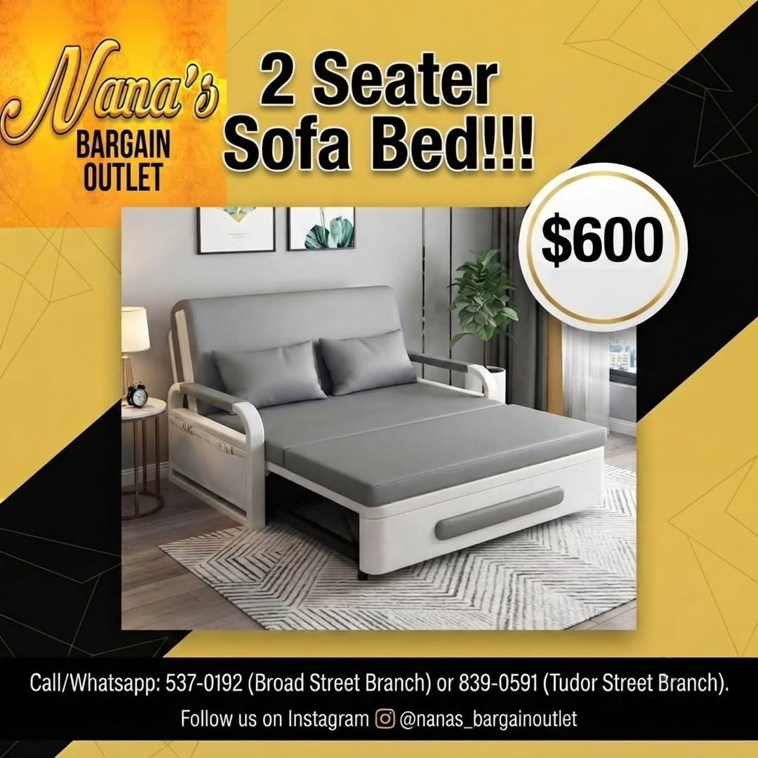 2 Seater Sofa Bed for $600 at Nana's Bargain Outlet