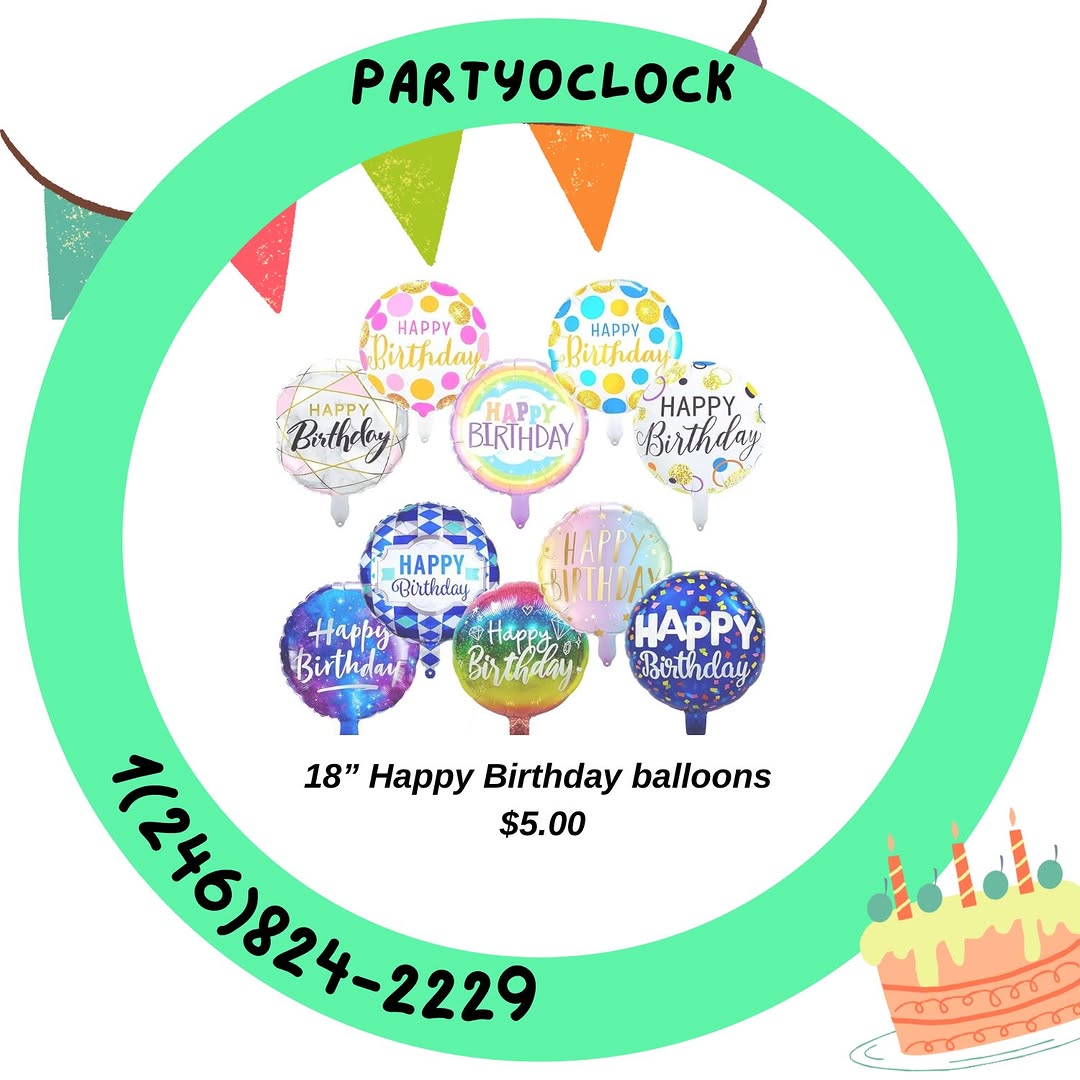 18" Happy Birthday Foil Balloons – $5.00 Each