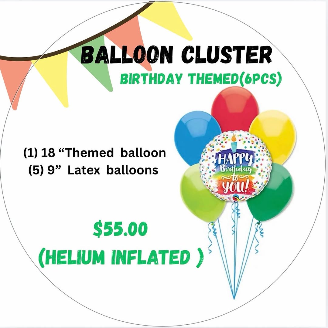 Balloon Cluster Packages – Birthday & Character Themed (Helium Inflated)
