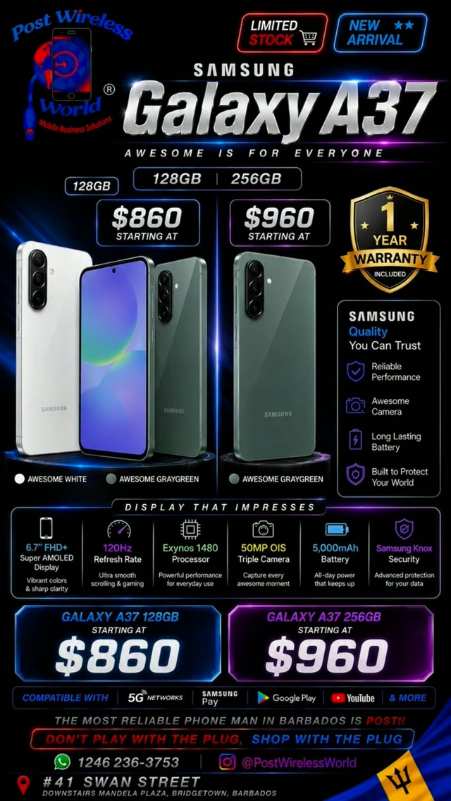 Samsung Galaxy A37 5G – Limited Stock Available at PostWirelessWorld