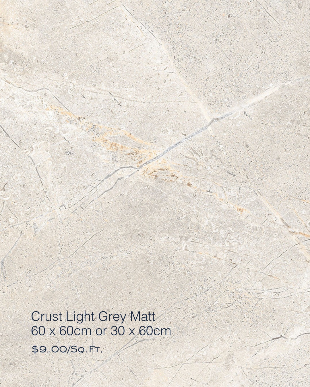 Crust Light Grey Matt Tile – $9.00/Sq. Ft.