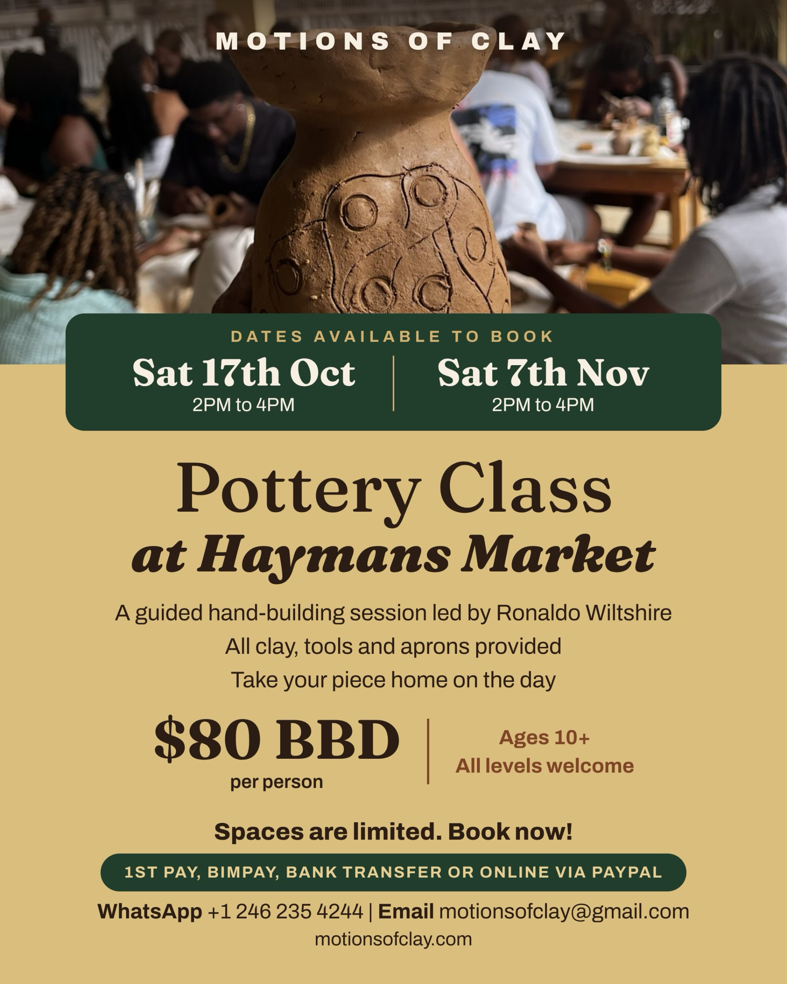 Hand-Building Pottery Class at Haymans Market - $80 BBD