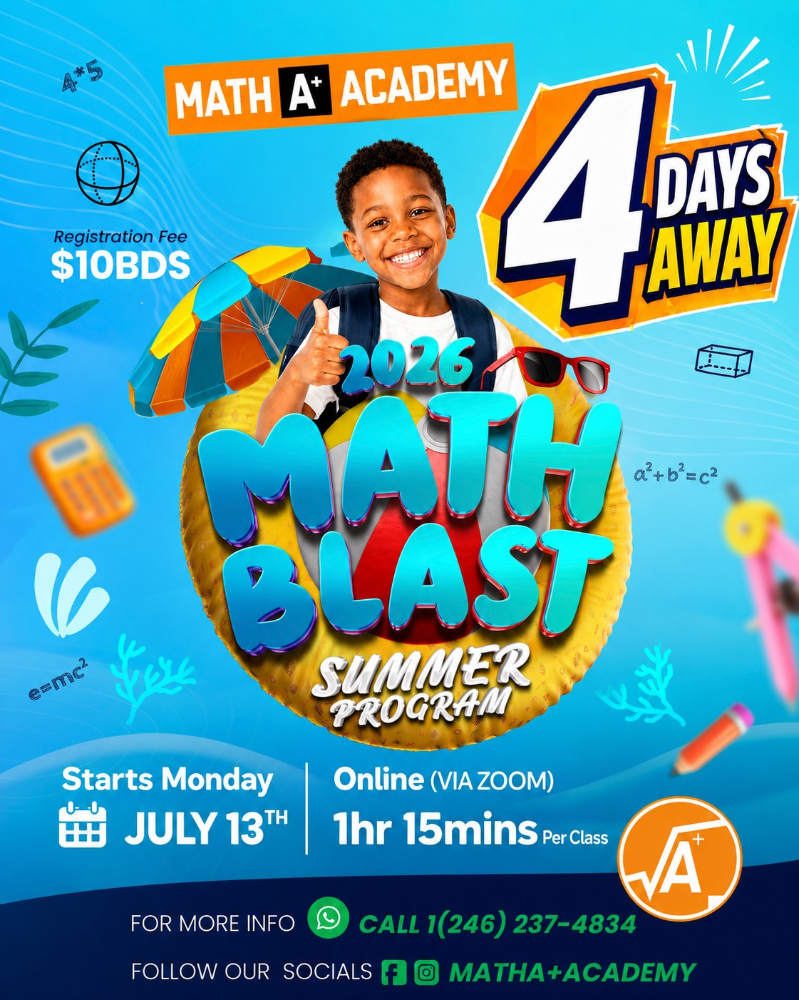 2026 Math Blast Summer Program – Online via Zoom, Starting July 13th