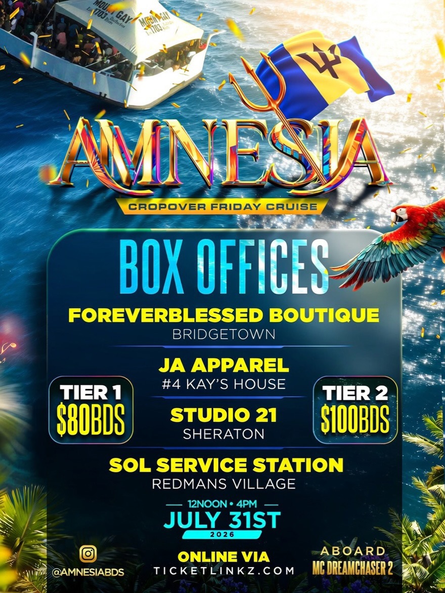 Amnesia Crop Over Friday Cruise – Buy 3 Tickets Get 1 Free + Tier 1 at $80 BDS