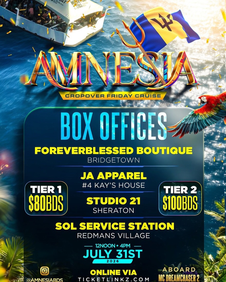 Amnesia Crop Over Friday Cruise – Buy 3 Tickets Get 1 Free (Tier 1 from $80 BDS)