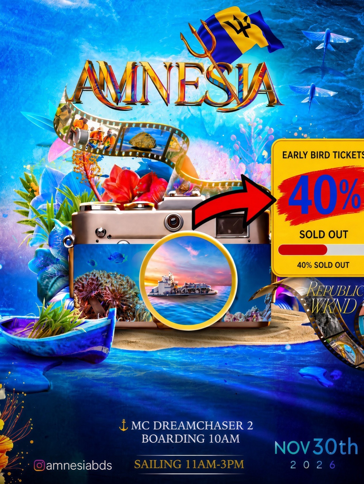 Amnesia Boatride – Republic Weekend 2026 | Early Bird Tickets $80