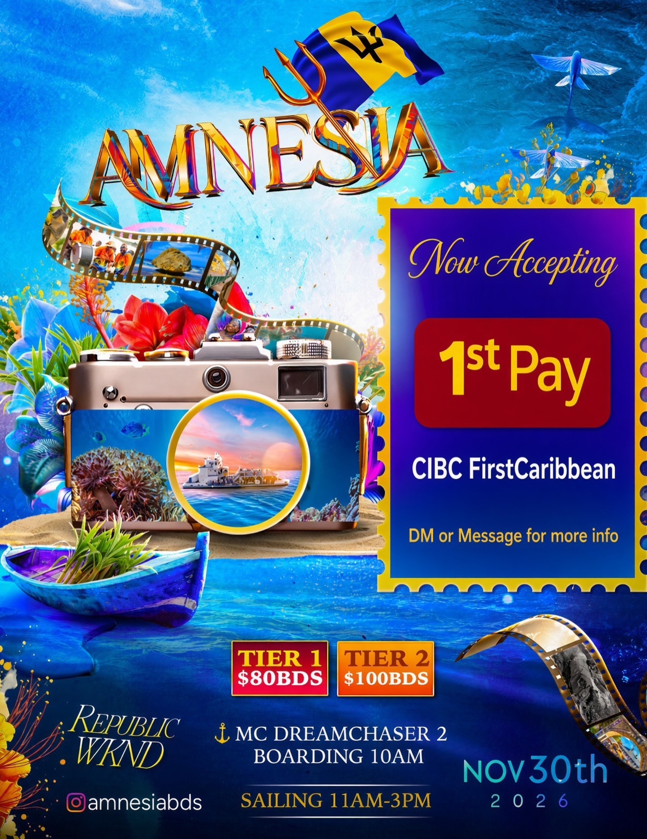 Amnesia Boat Ride Republic Weekend 2026 - Early Bird Tickets $80