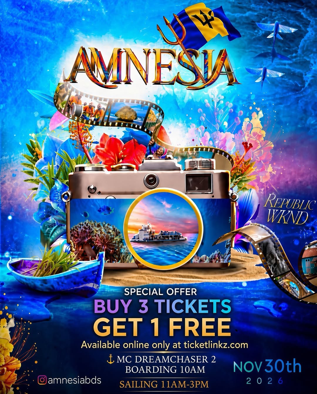 Amnesia Republic Weekend – Buy 3 Tickets Get 1 FREE | Nov 30th 2026