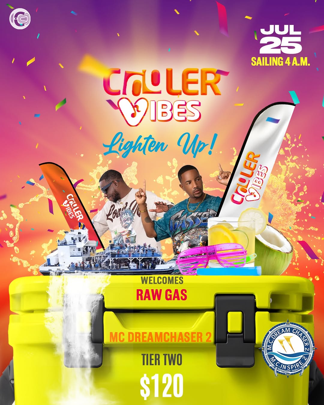 Cooler Vibes 'Lighten Up' Boat Party – Tier 2 Tickets at $120