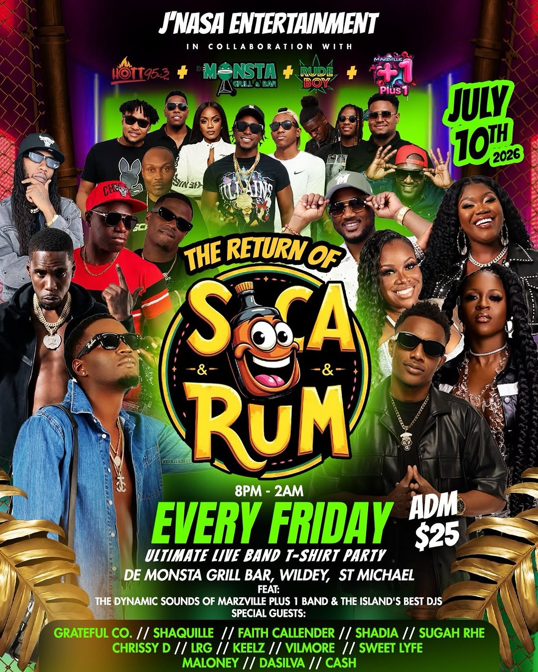 The Return of Soca & Rum – Every Friday at De Monsta Grill Bar | $25 Admission + Ladies 2-for-1 Before 10PM