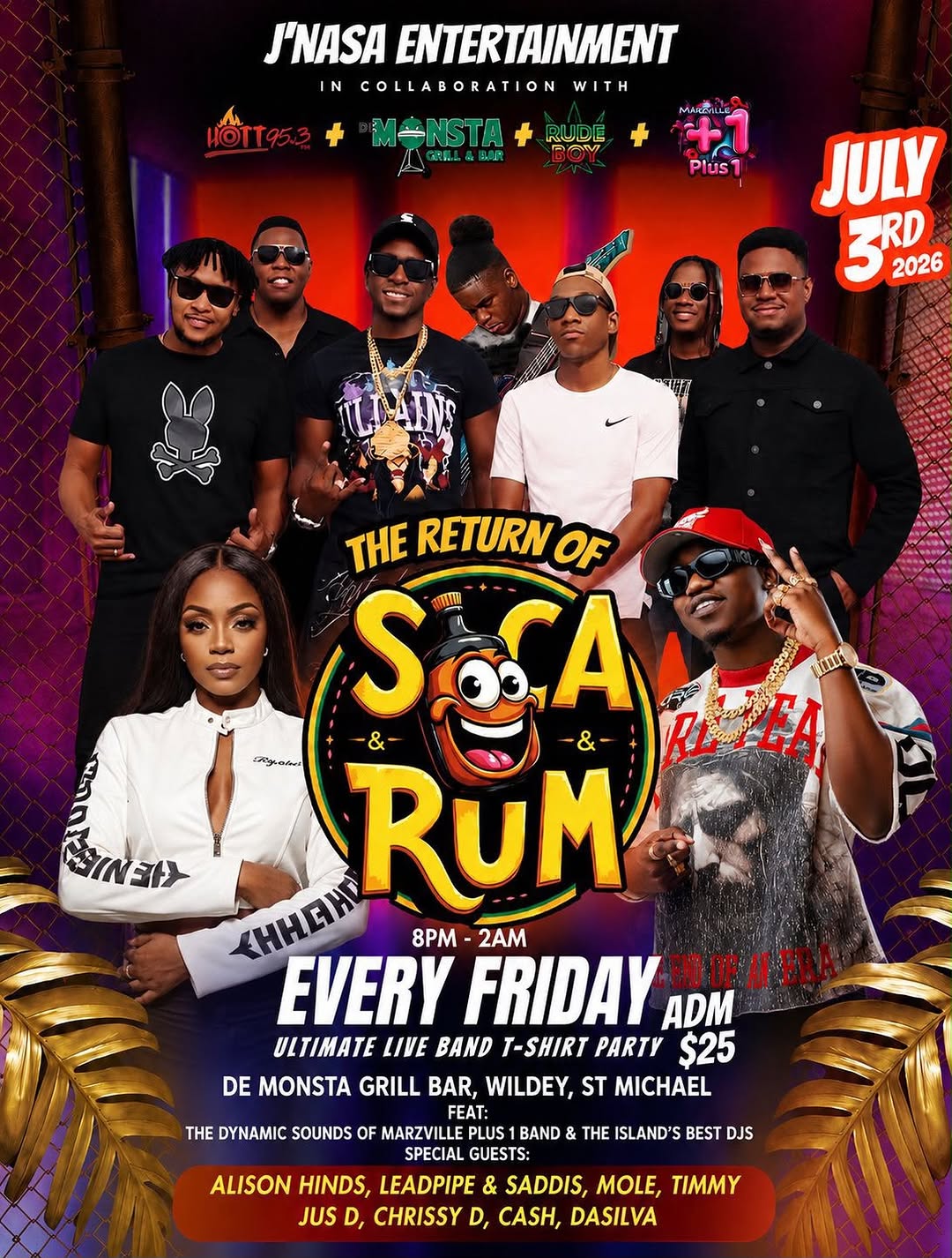 Soca & Rum Season 3 – Ladies 2-for-1 Before 10PM, $25 Admission Every Friday