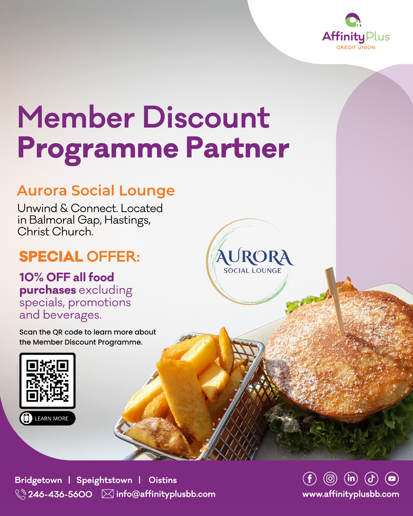 AffinityPlus Members Get 10% Off Food at Aurora Social Lounge