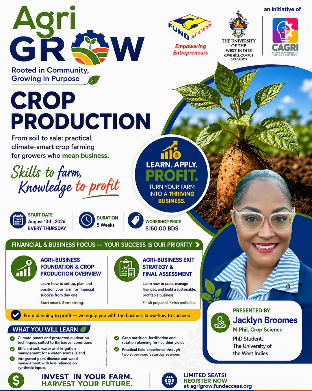 AgriGROW Crop Production Workshop – BDS $150 for 5-Week Programme