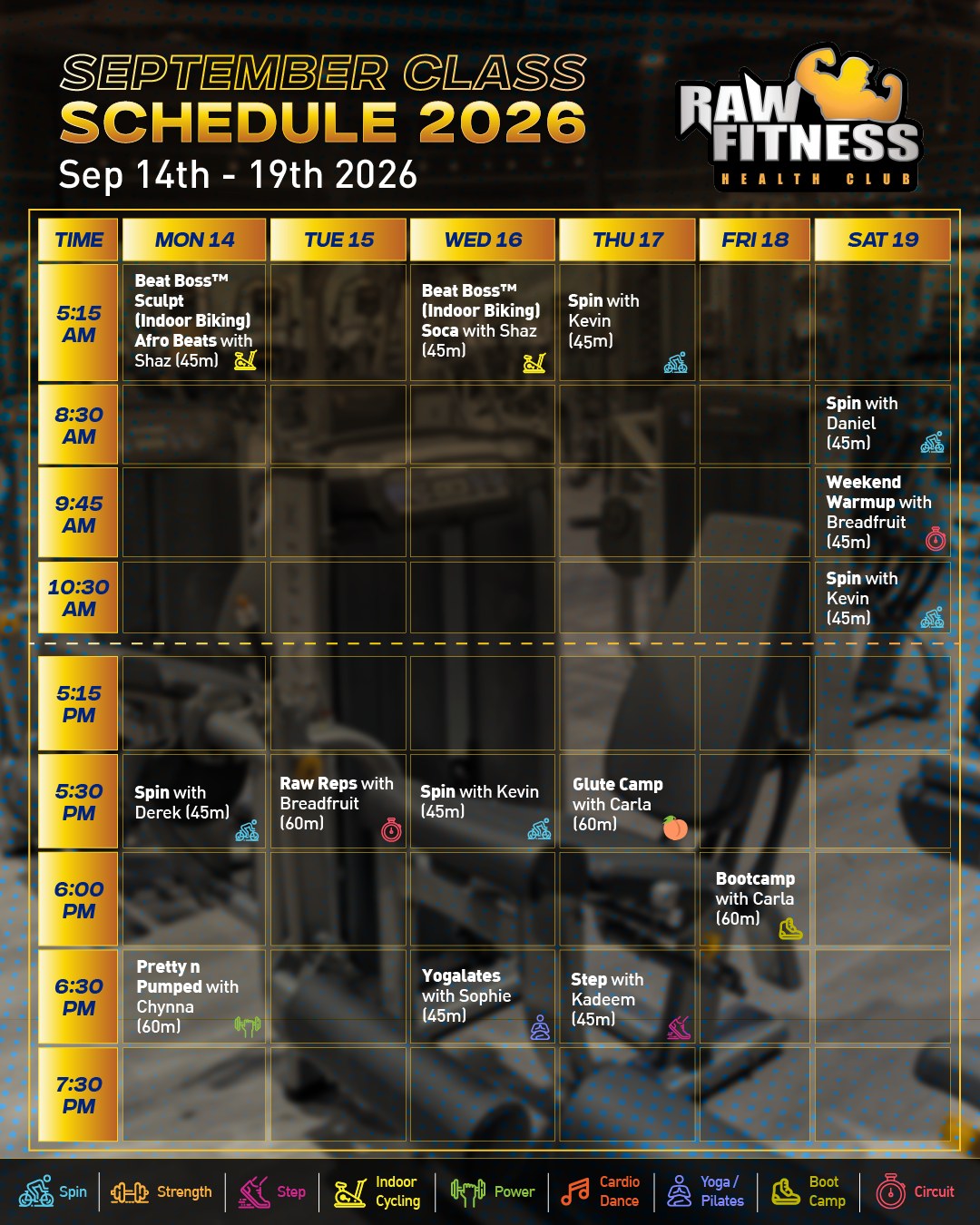 Raw Fitness Barbados – Unlimited Classes Add-On for BBD $60/Month