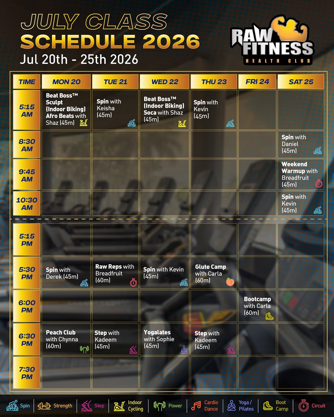 Raw Fitness Unlimited Classes Add-On – BBD $60/month for Members