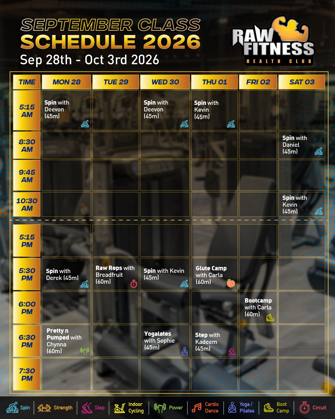 Raw Fitness Unlimited Classes Add-On – BBD $60/month for Members