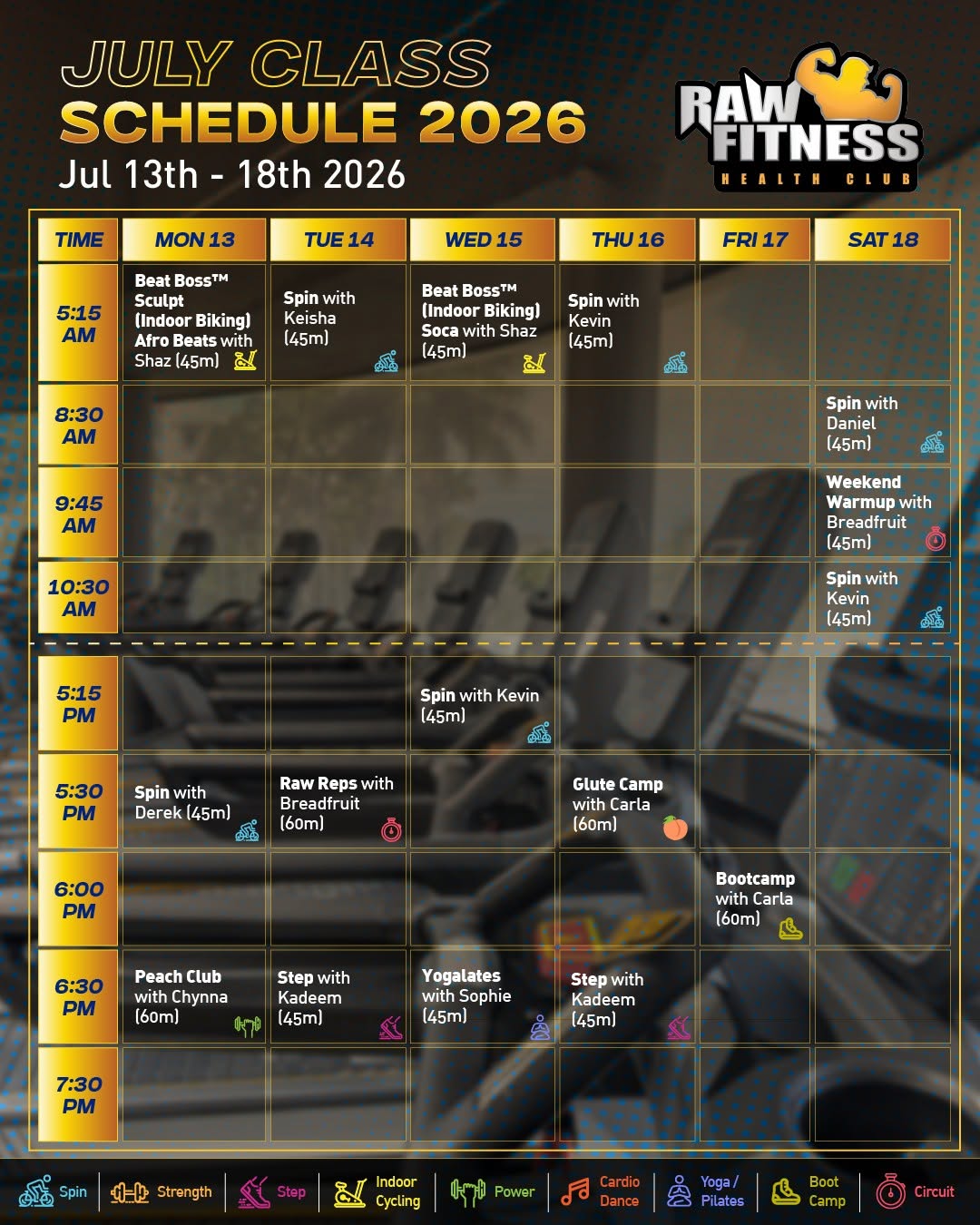 Raw Fitness Unlimited Classes Add-On – BBD $60/month for Members