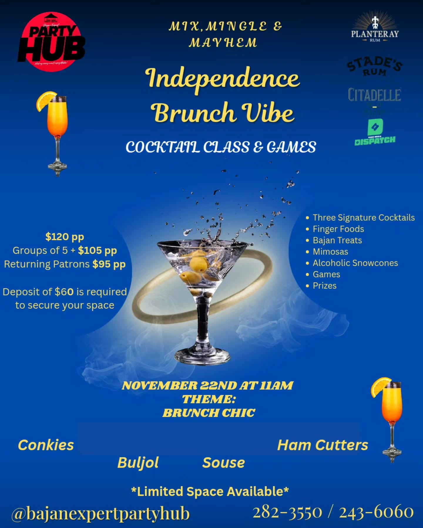 Independence Brunch Vibe Cocktail Class & Games – from $95 pp