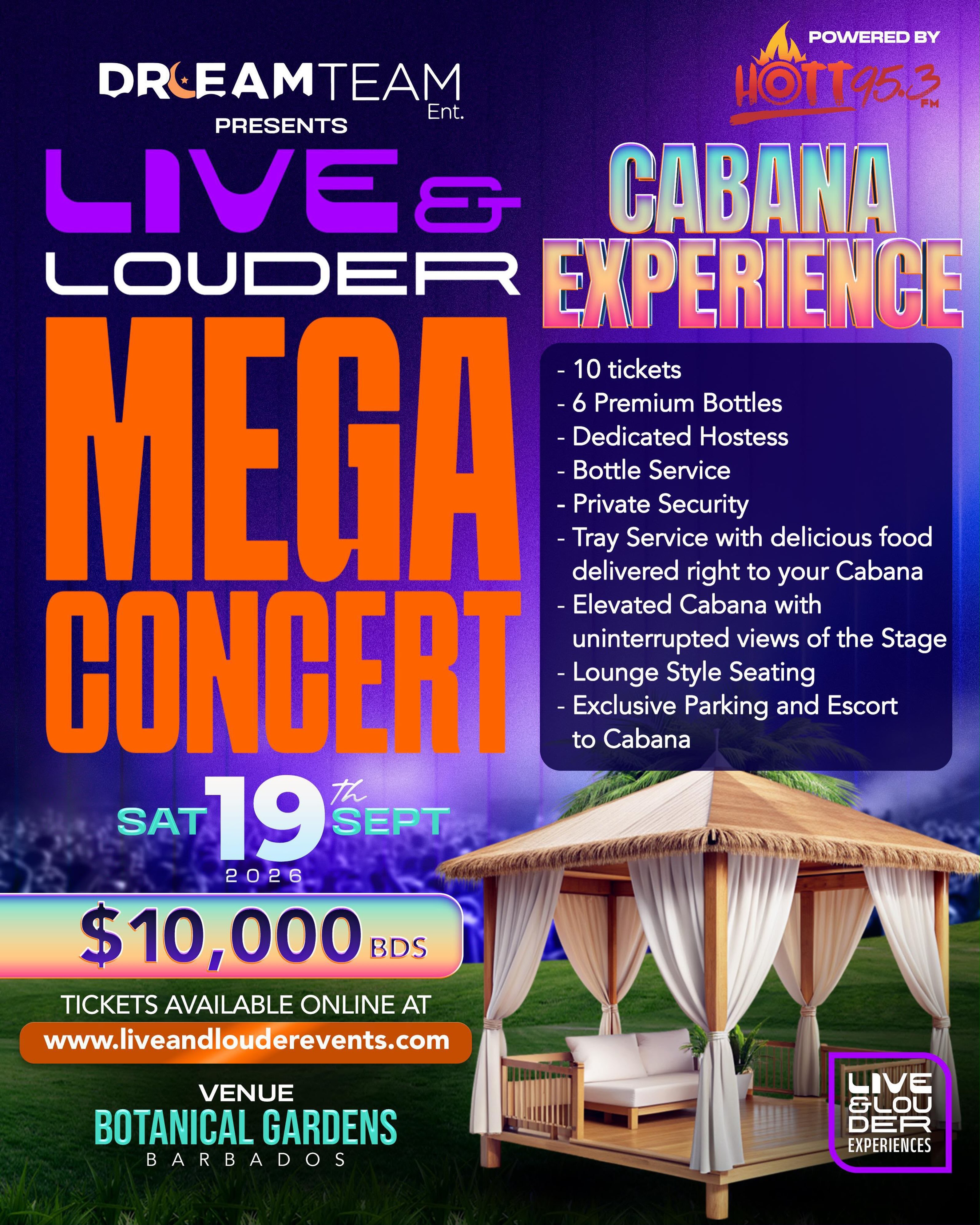 Live & Louder Mega Concert – Cabana Experience VIP Package