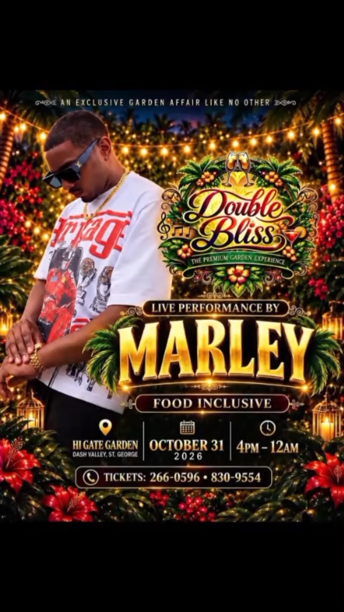 Double Bliss Garden Party ft. Marley Live – Food Inclusive