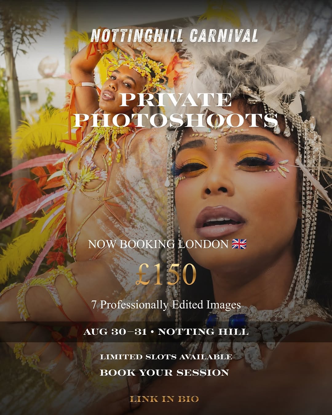 Notting Hill Carnival Private Photoshoots – £150 for 7 Edited Images