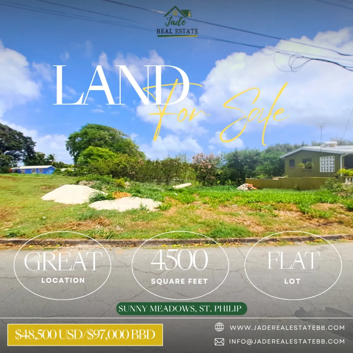 Land For Sale – Sunny Meadows, St. Philip | 4,500 sq ft Flat Lot at $97,000 BBD