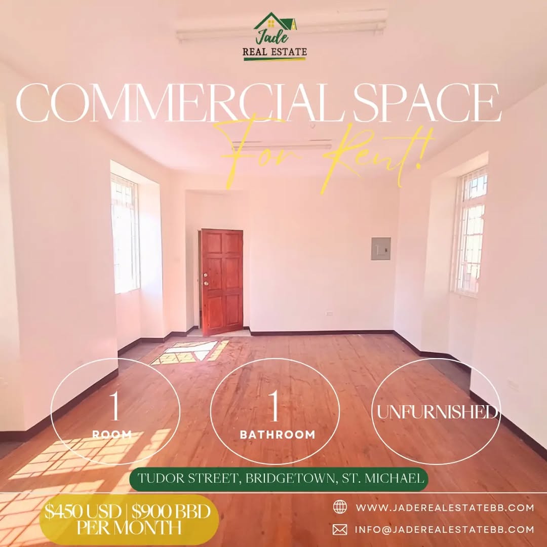 Commercial Office Space for Rent in Bridgetown – $900 BBD/Month