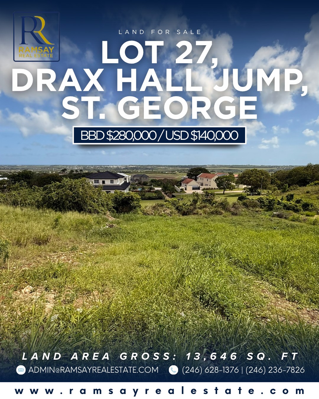 Land for Sale – Lot 27, Drax Hall Jump, St. George | BBD $280,000