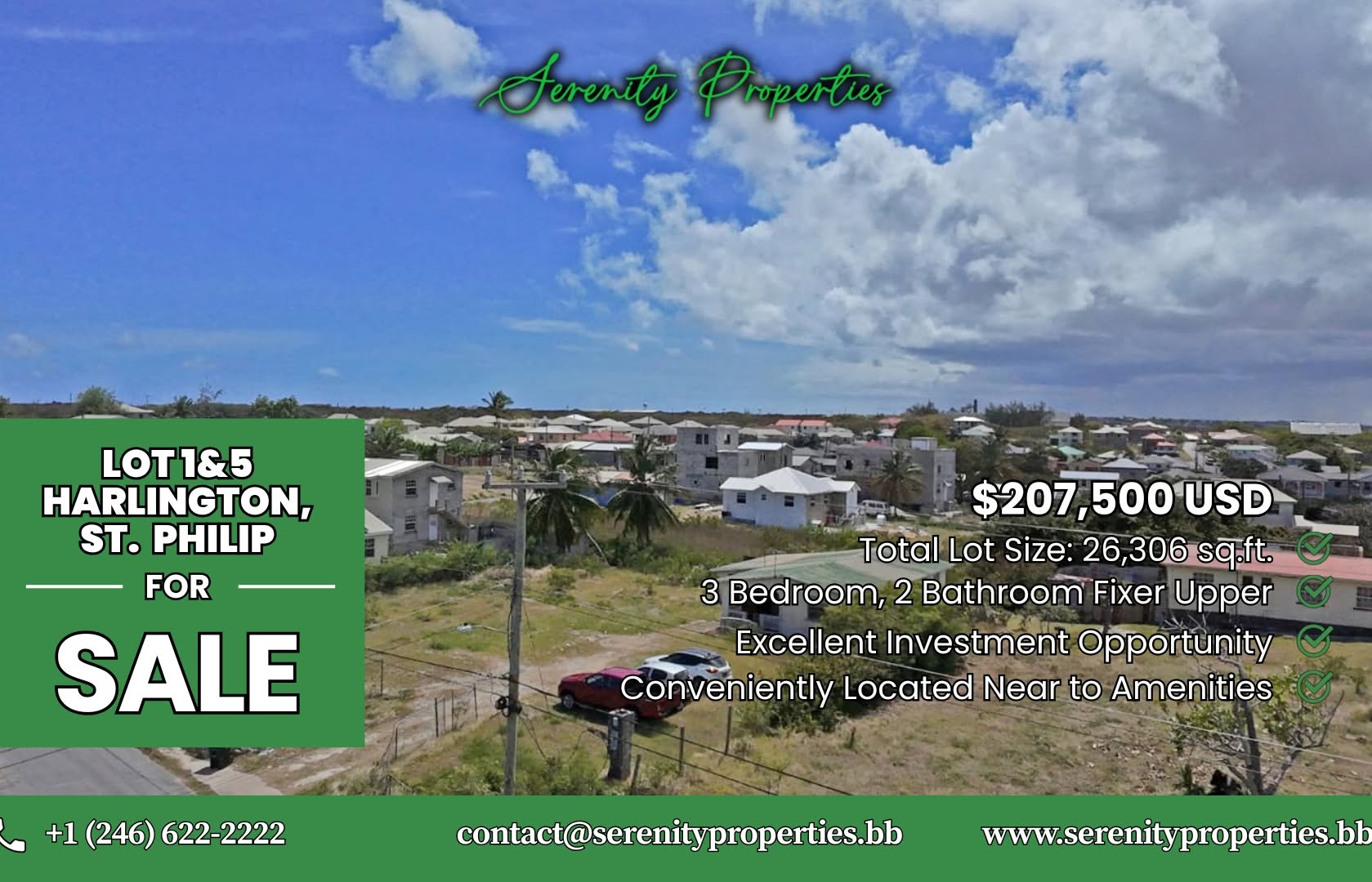 Lot 1 & 5 Harlington, St. Philip – 26,306 sq. ft. For Sale at $207,500 USD