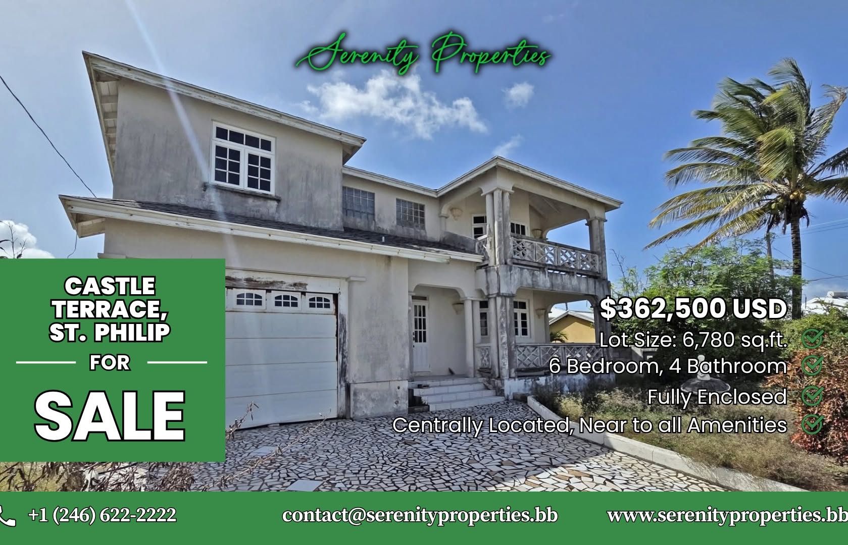 6-Bedroom Home for Sale in Castle Terrace, St. Philip – $362,500 USD