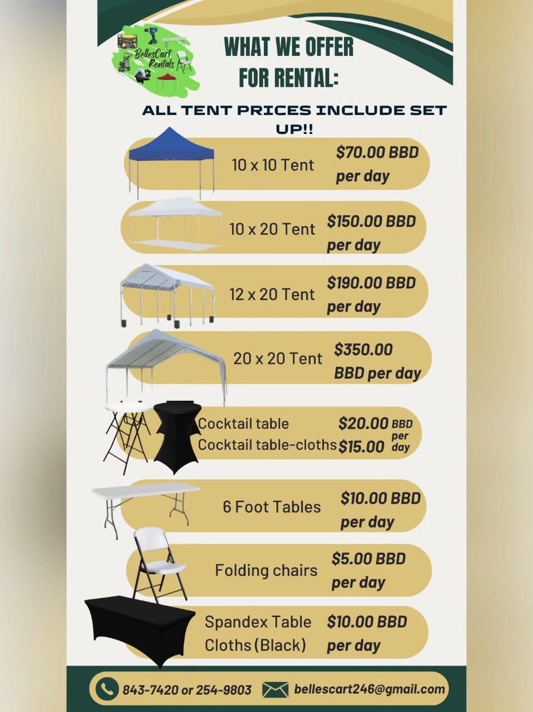 BellesCart Tent Rentals – Event Rental Packages & Special Prices