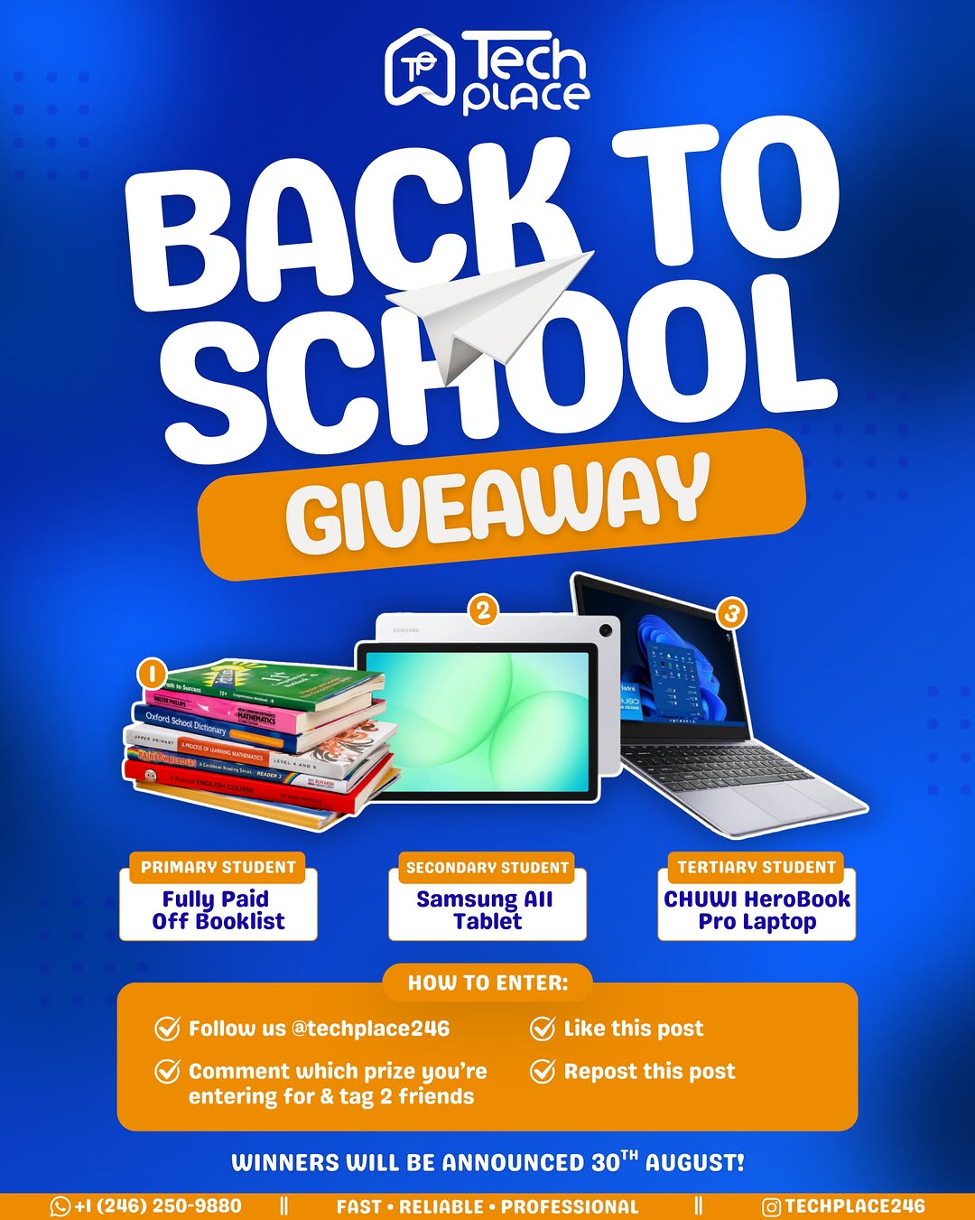 TechPlace Back to School Giveaway – Win Books, Tablet, or Laptop
