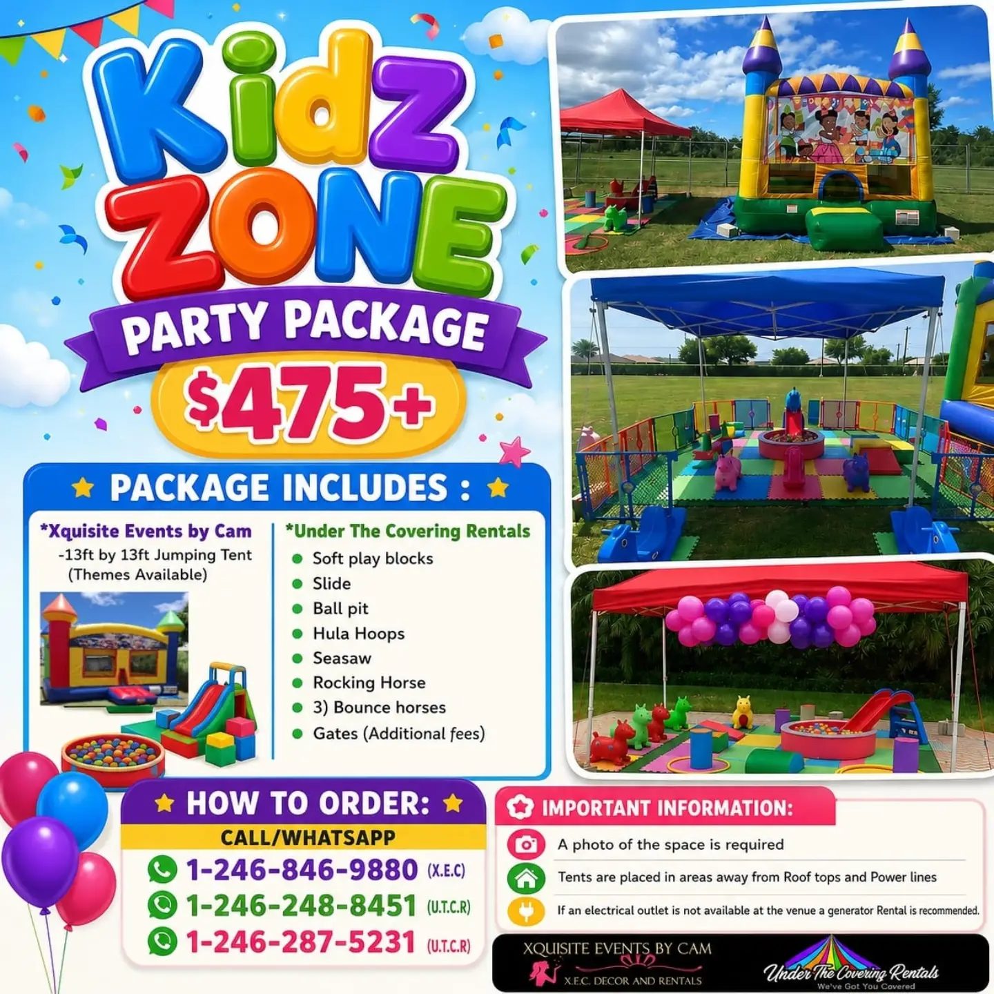 Kidz Zone Party Package – $475+