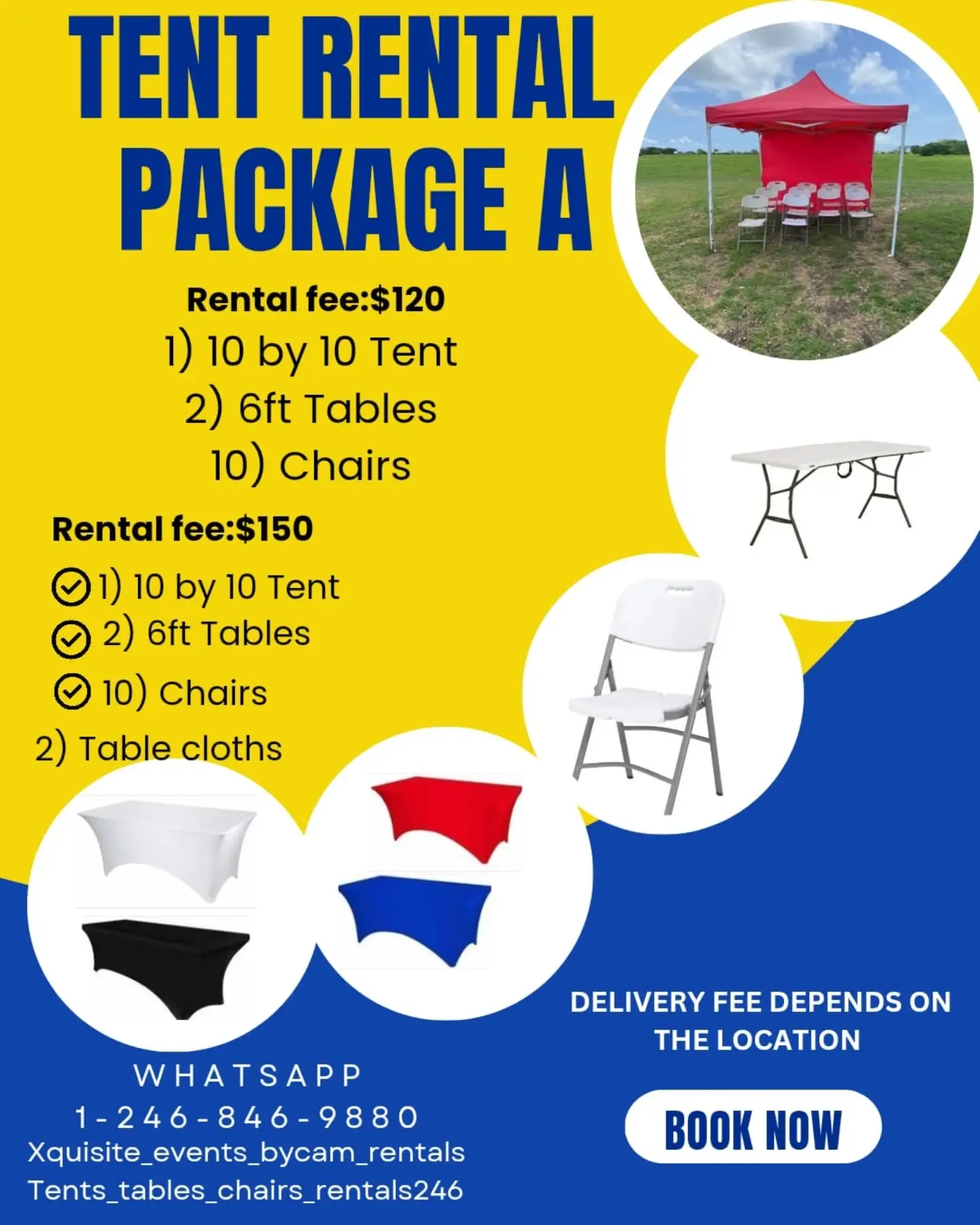 Xquisite Events by Cam – Event Rental Packages (Tents, Tables, Chairs & More)