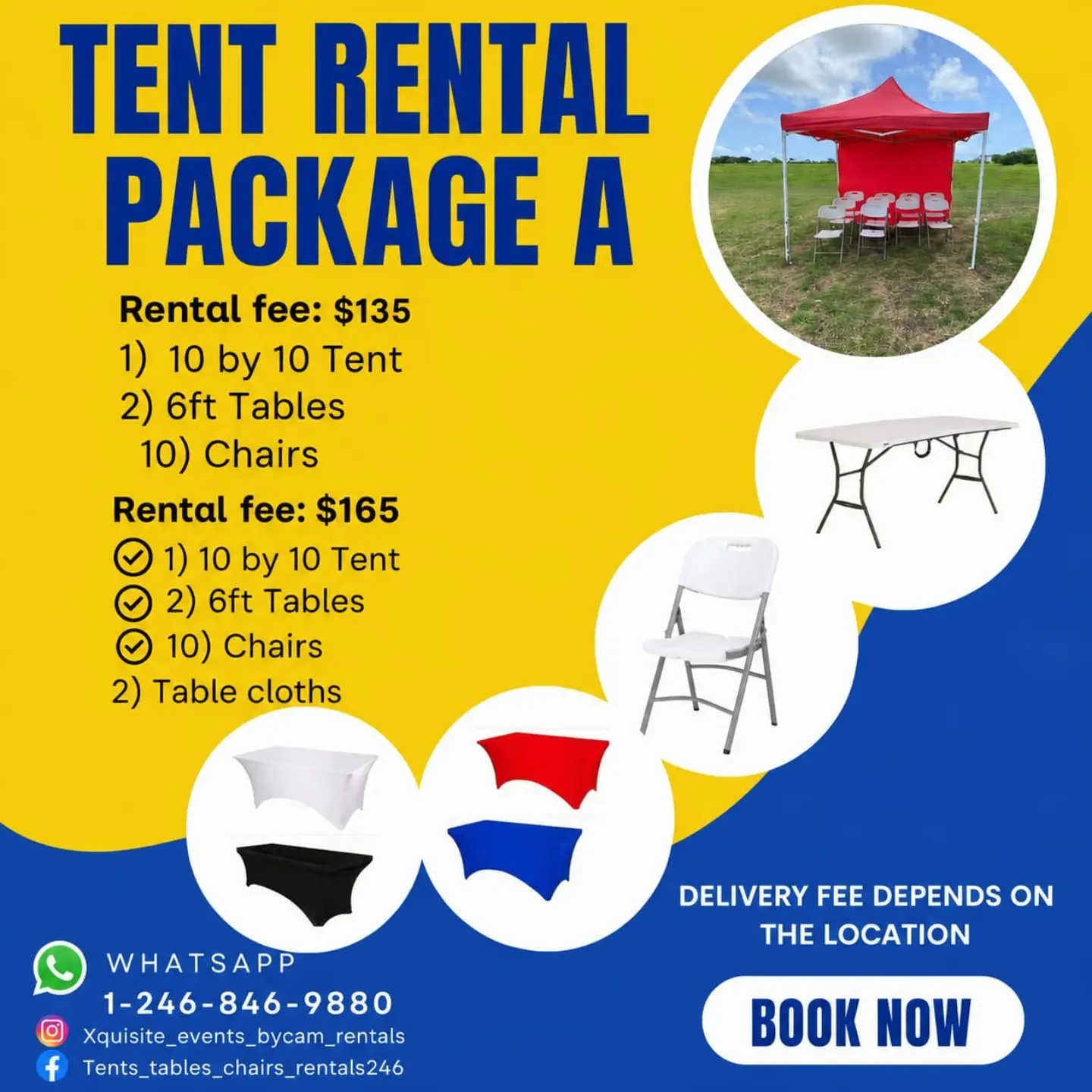 Tent Rental Packages A, B & C – From $135