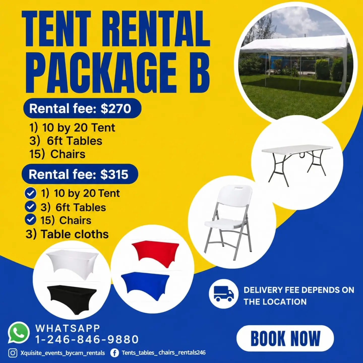 Tent Rental Packages A, B & C – From $135