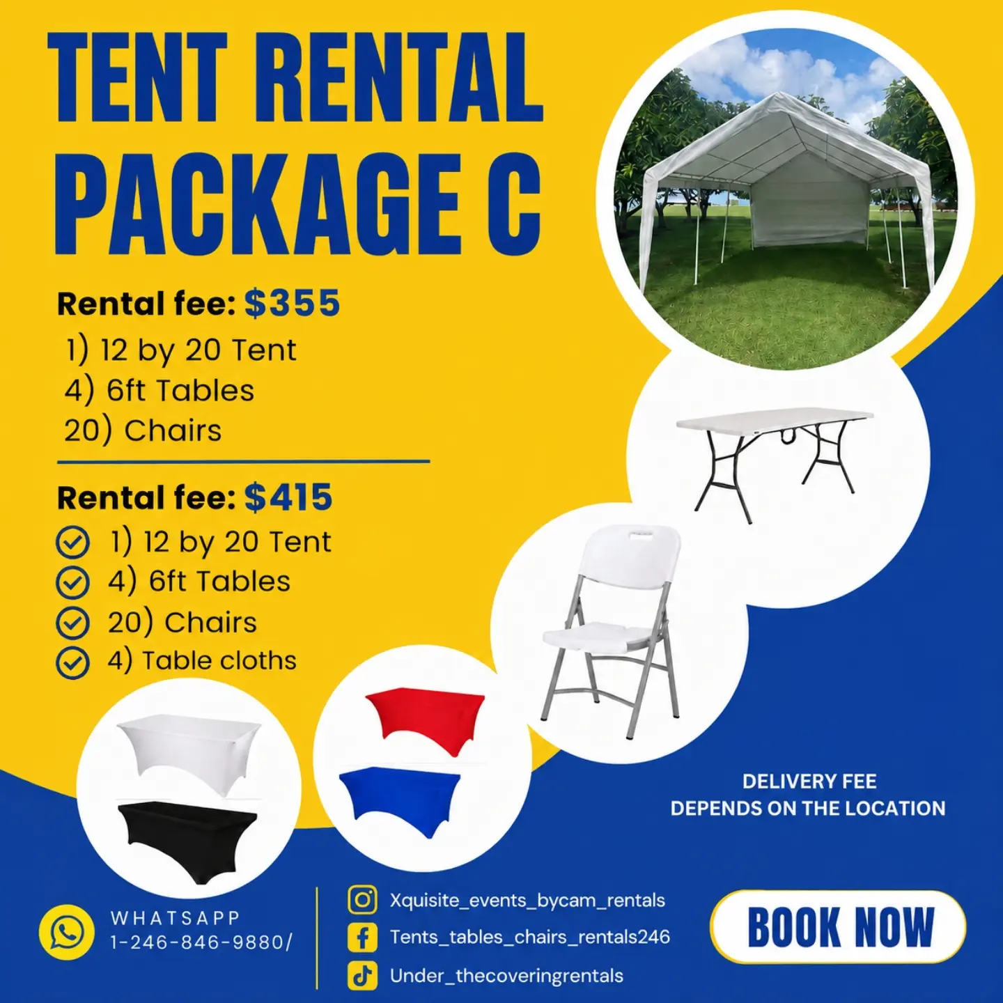 Tent Rental Packages A, B & C – From $135