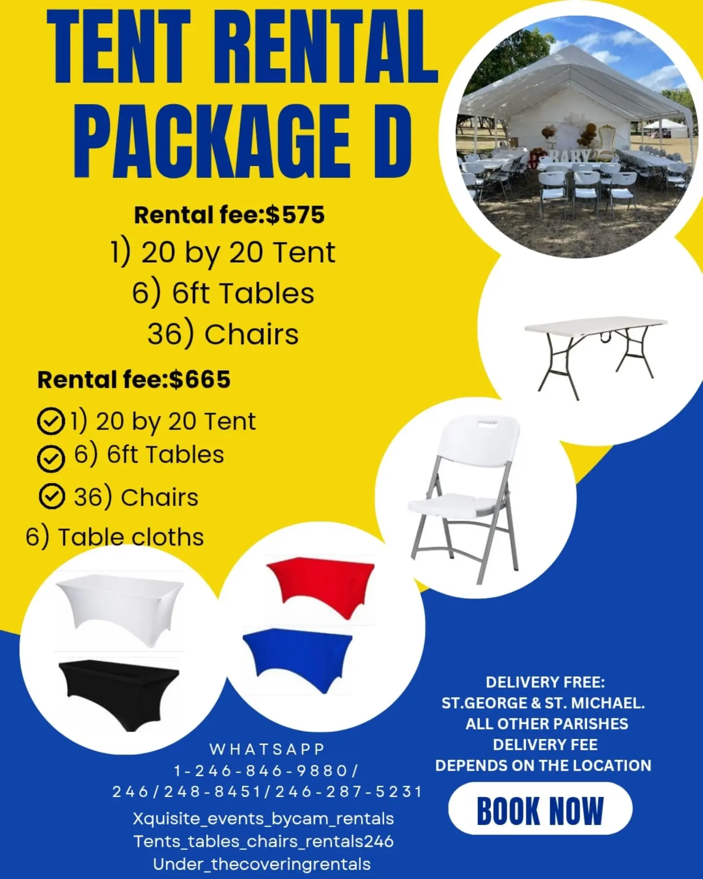 Tent Rental Packages A, B & C – From $135